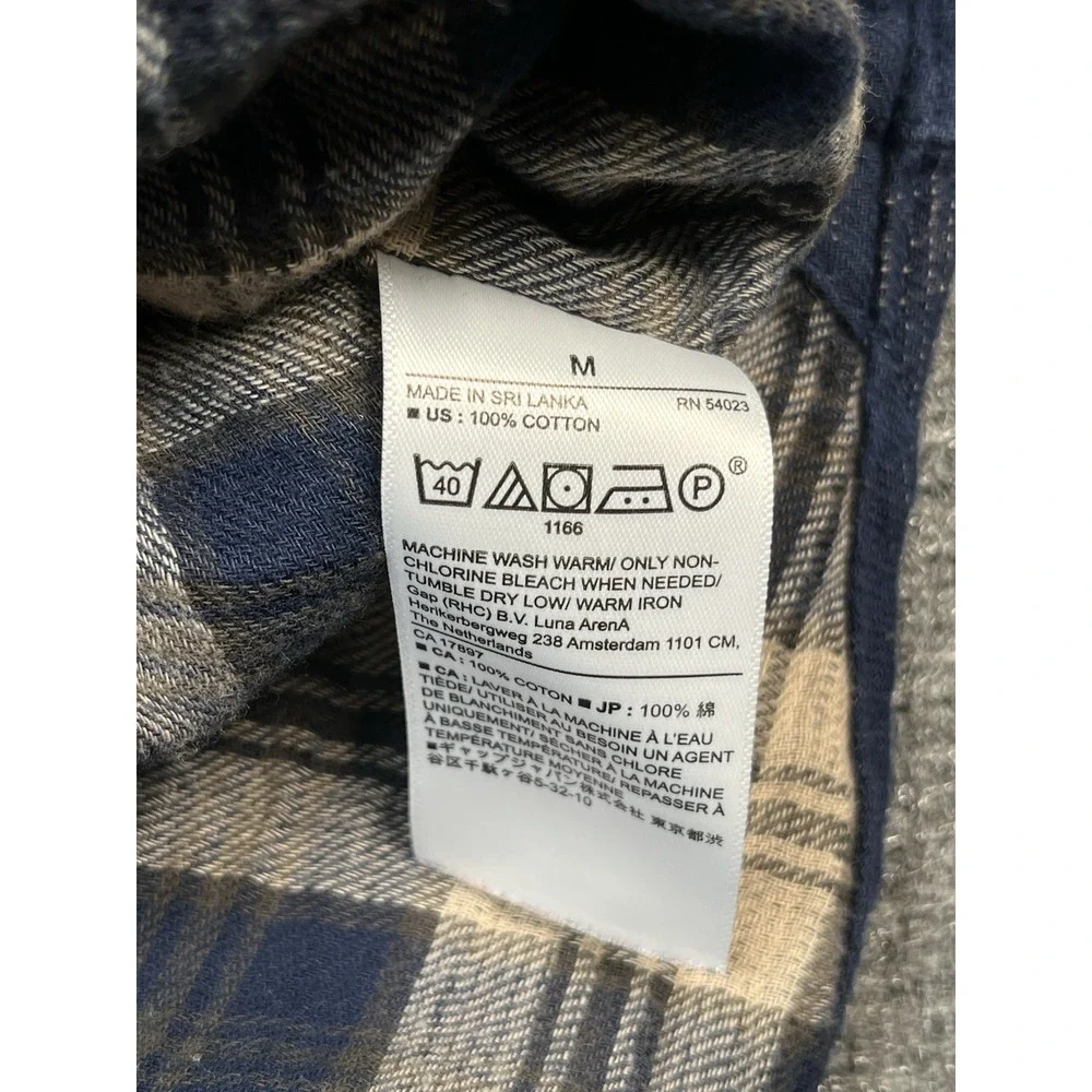 Banana Republic Men Medium Blue Plaid‎ Long Sleeve Button-Up Shirt Extra Soft